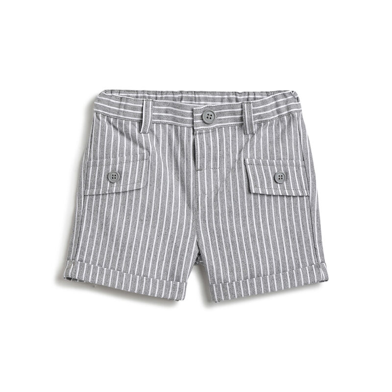 Boys Medium Grey Striped Shorts image number 0